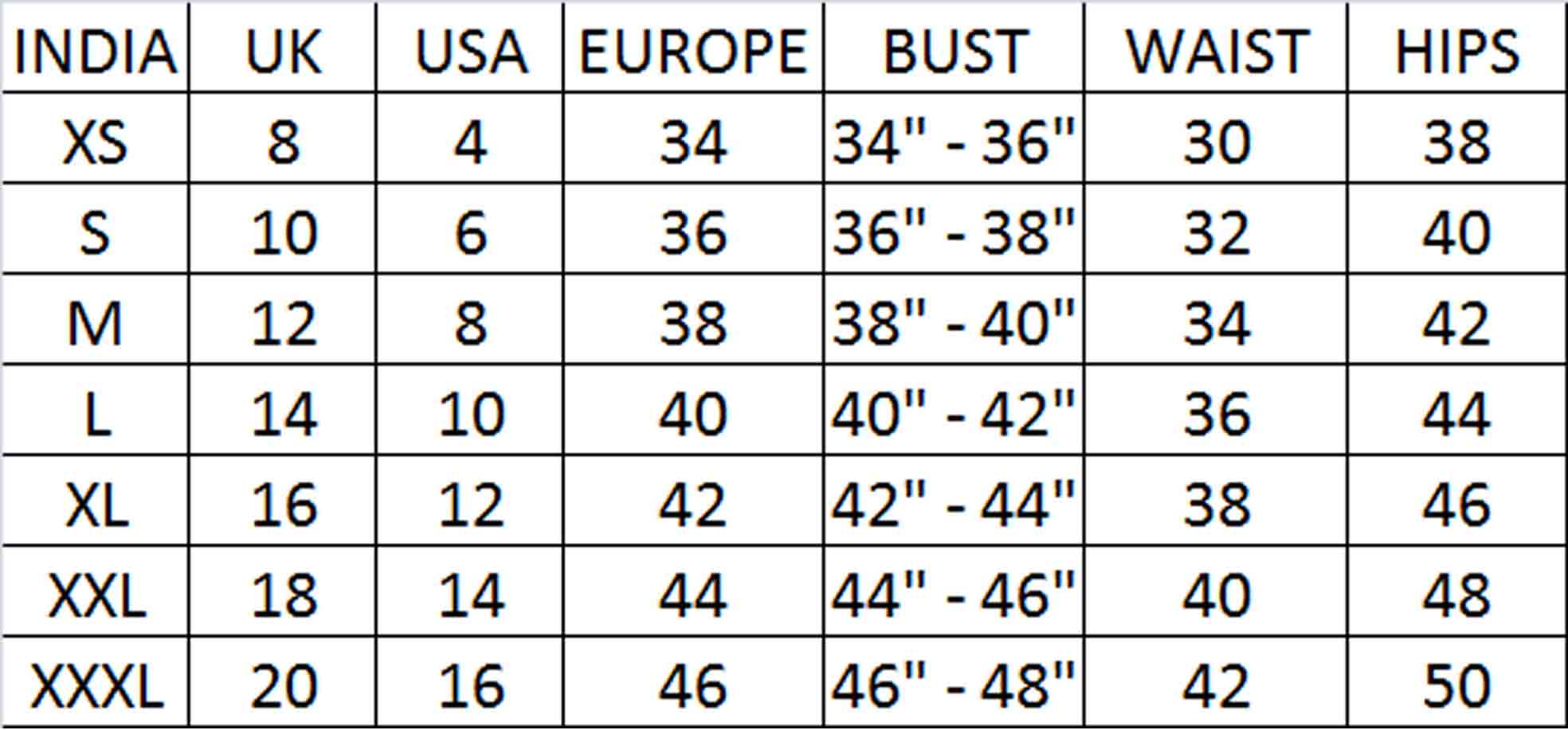 Size Chart